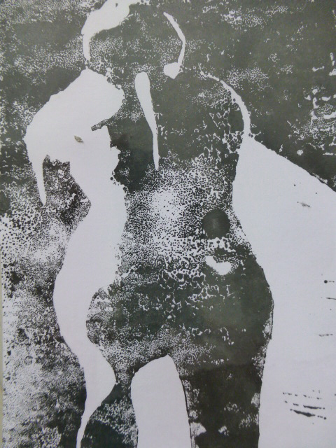 „Badende“, Linoldruck auf Papier, DinA6, 2008